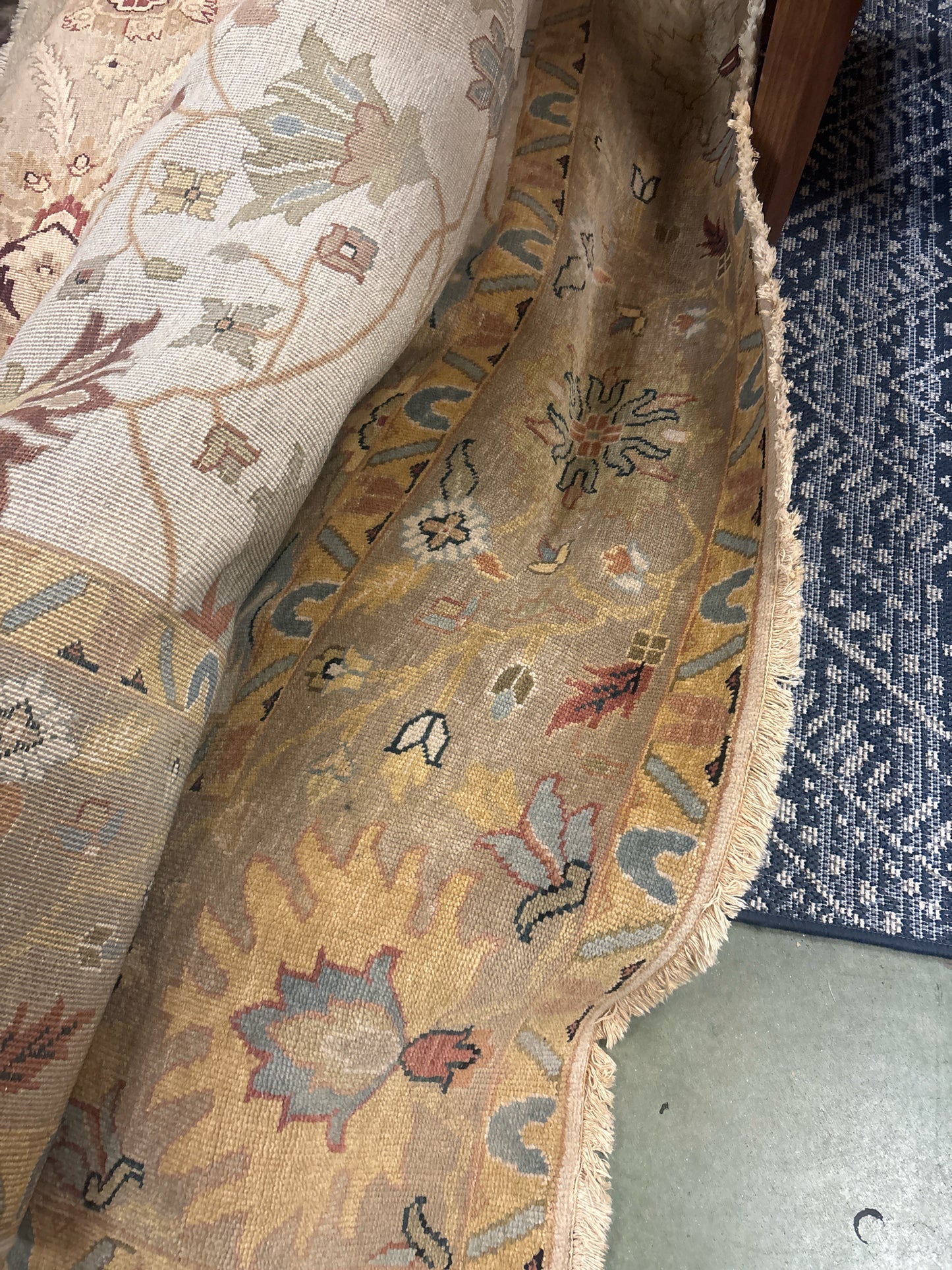 10x14 Hand Knotted Gold/Taupe/Pink/Lt. Blue Rug