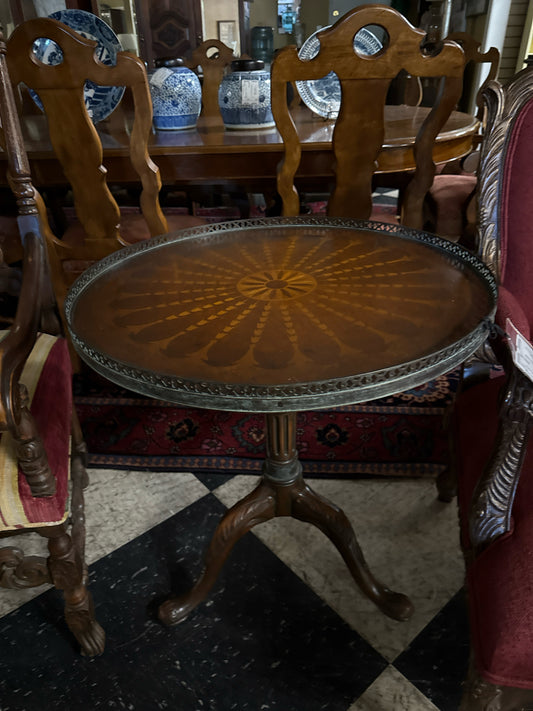Baker Round side Table w/ Metal Accent