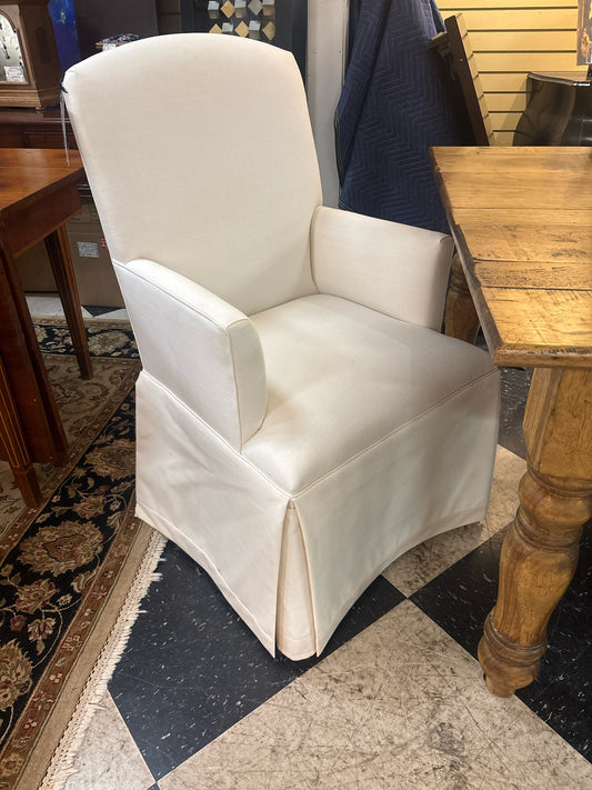 PAIR of Custom Made White Captains Dining Chairs