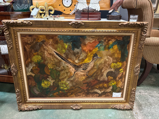 Road Runner Art in Ornate Gold Frame- Signed