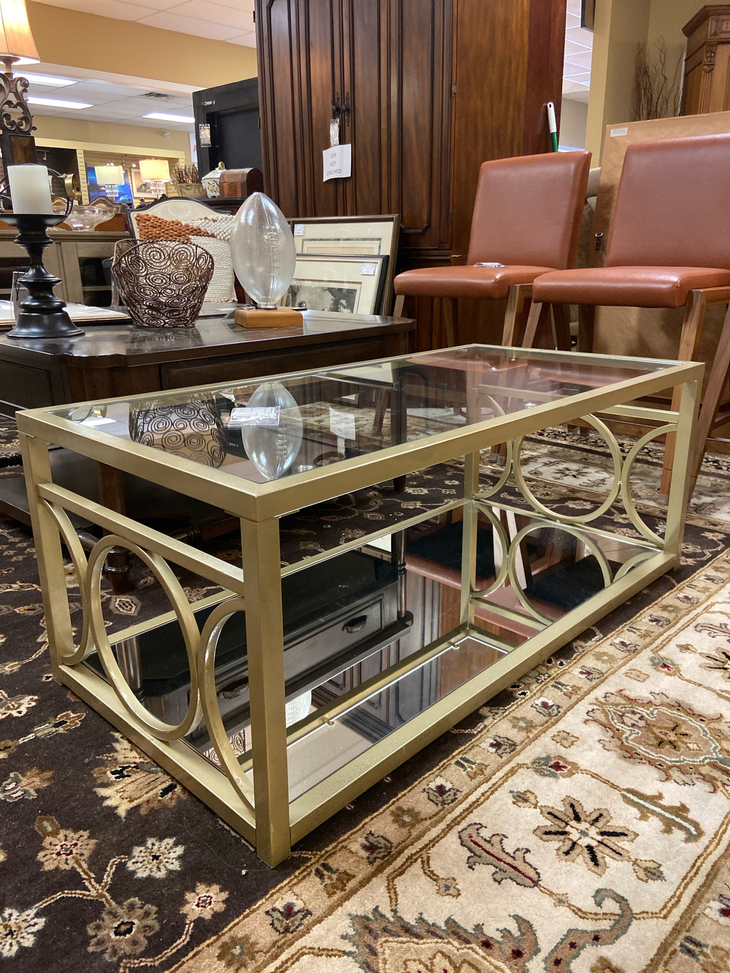 Gold & Glass Rectangular Coffee Table (48" x 24")