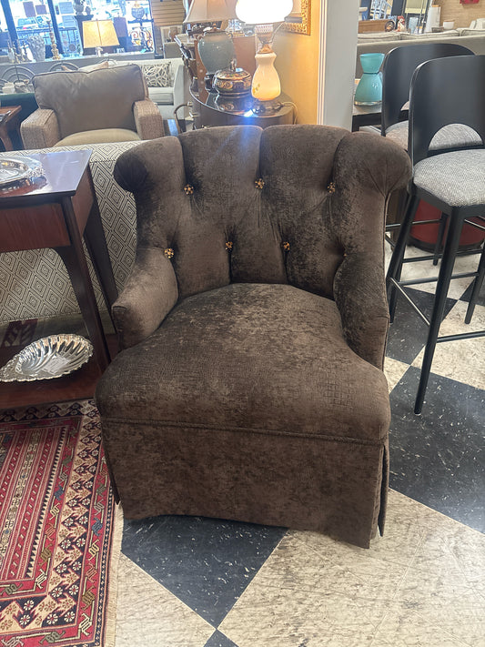 Marge Carson Bespoke Lounge Chair w/ Brown Crocodile Embossed Chenille Upholster