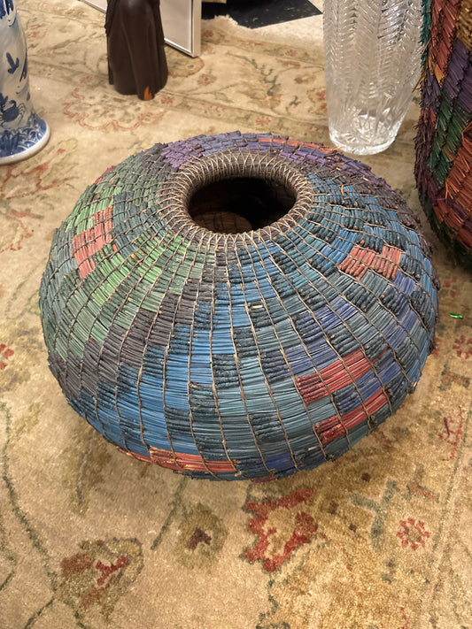 Small Woven Torrey Pine Needle Basket 11"