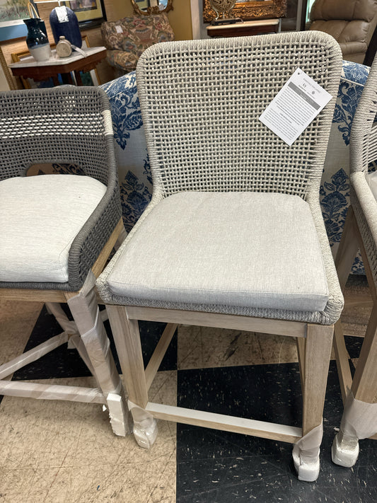 Indoor/Outdoor "Mesh" Grey Counter Stool