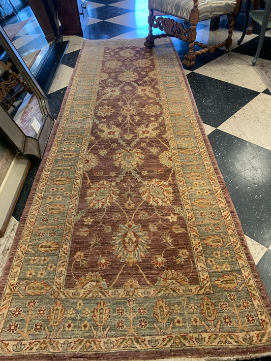 Oushak Runner Brown, Rust, Blue Beige 3.3'x10'