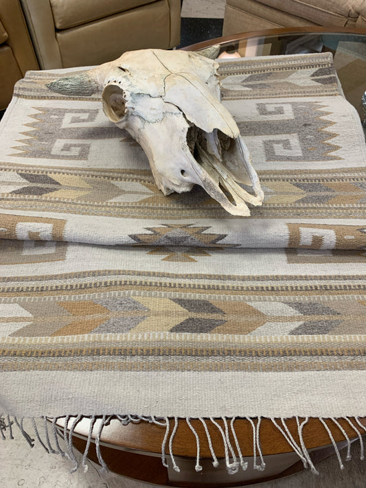 OAXACA Mexican Hand-woven Runner (Beige, Gray, Cream, Yellow) 11x2.5