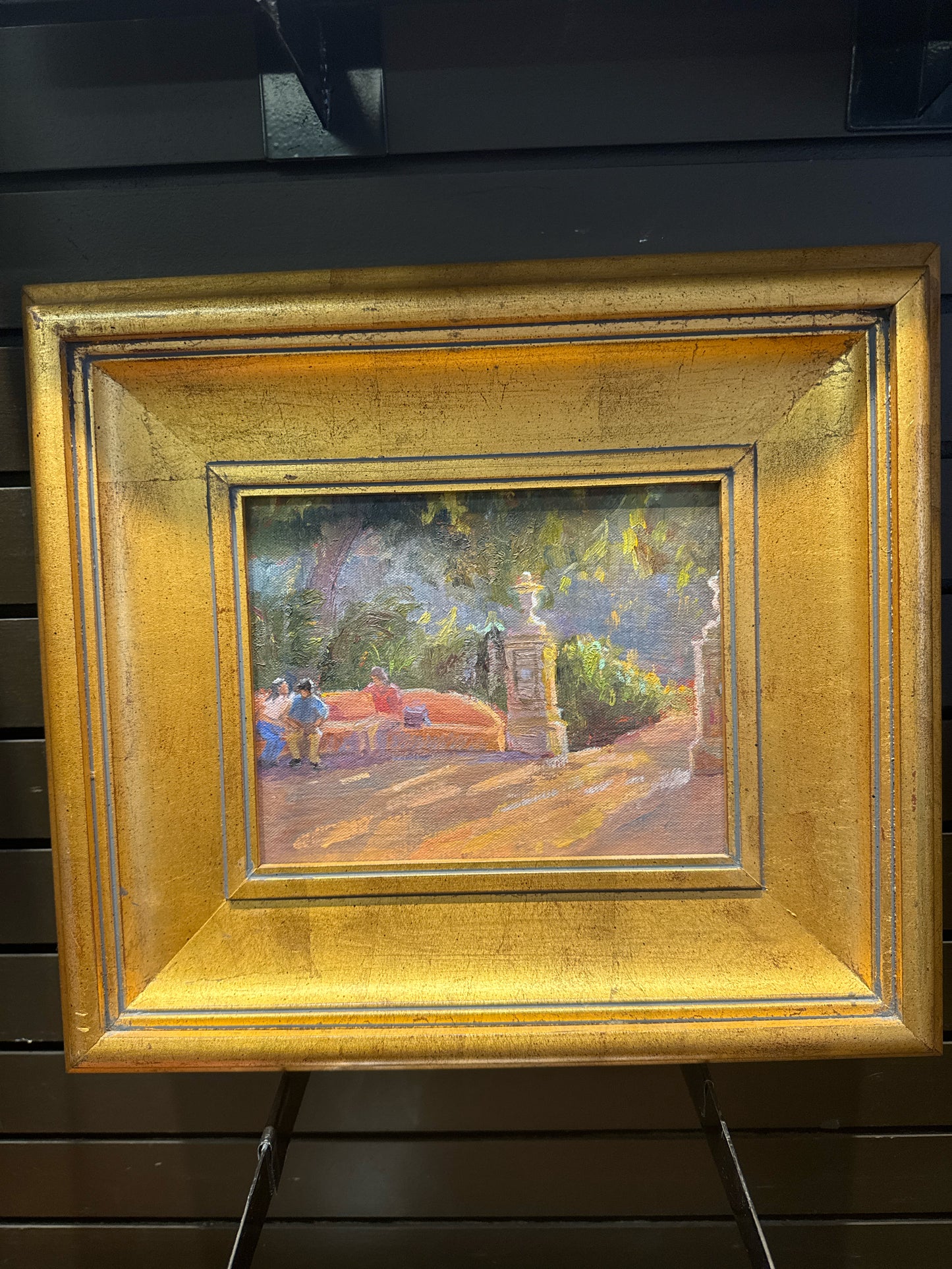 Original Oil "Benito Juarez Parque" Signed Arden Boyce in Gold Wood Frame(19x17)