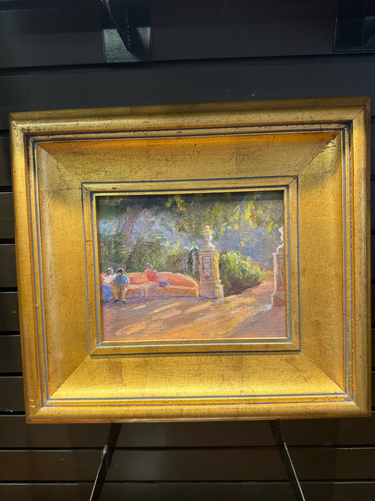 Original Oil "Benito Juarez Parque" Signed Arden Boyce in Gold Wood Frame(19x17)