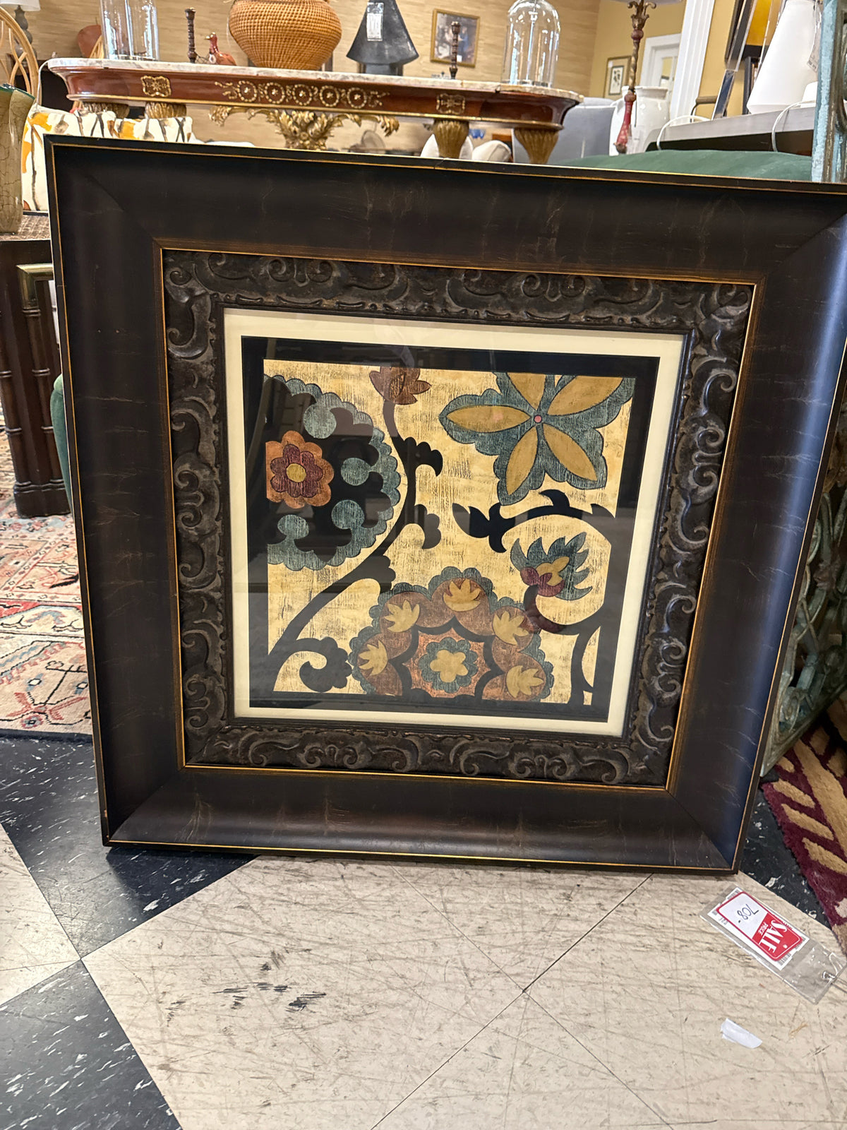 Framed Vintage Suzani Chariklia Zarris Print (28"x28")