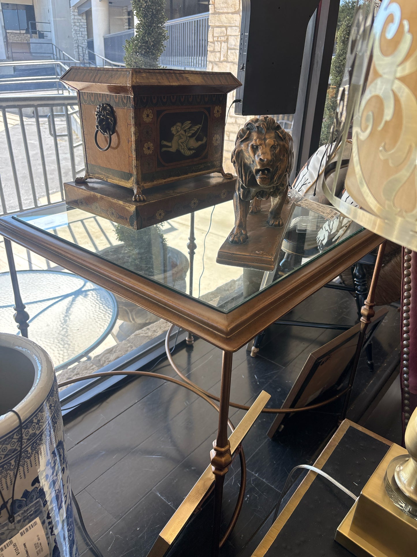 Sherrill (CTH) Square Lamp Occasional Table Aged Gold Finish (26Lx26Wx25H)