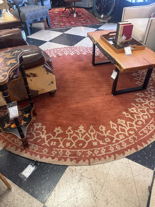 Pottery Barn Cinnamon & Beige Round Rug 8'
