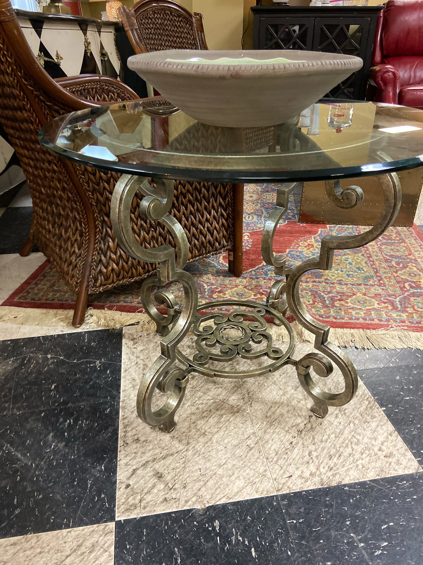 Glass & Iron Side Table