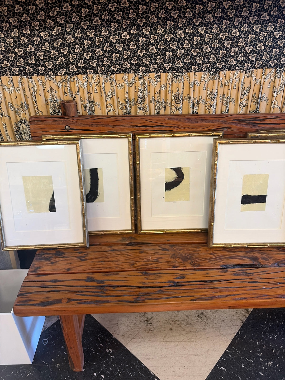 Sign'd Orig Black & White Series w/Gold Bamboo Frames-SET of 4(12x15)by E.Dregit