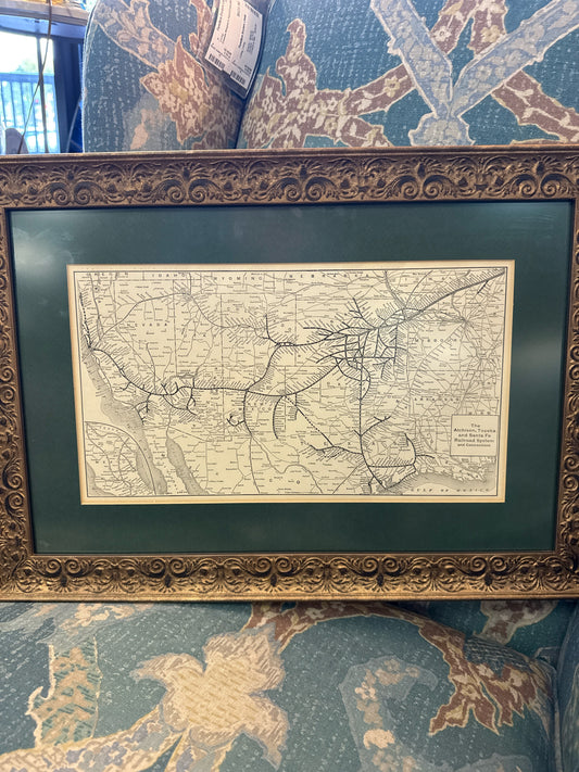 Vintage Print of 1800's Train Routes