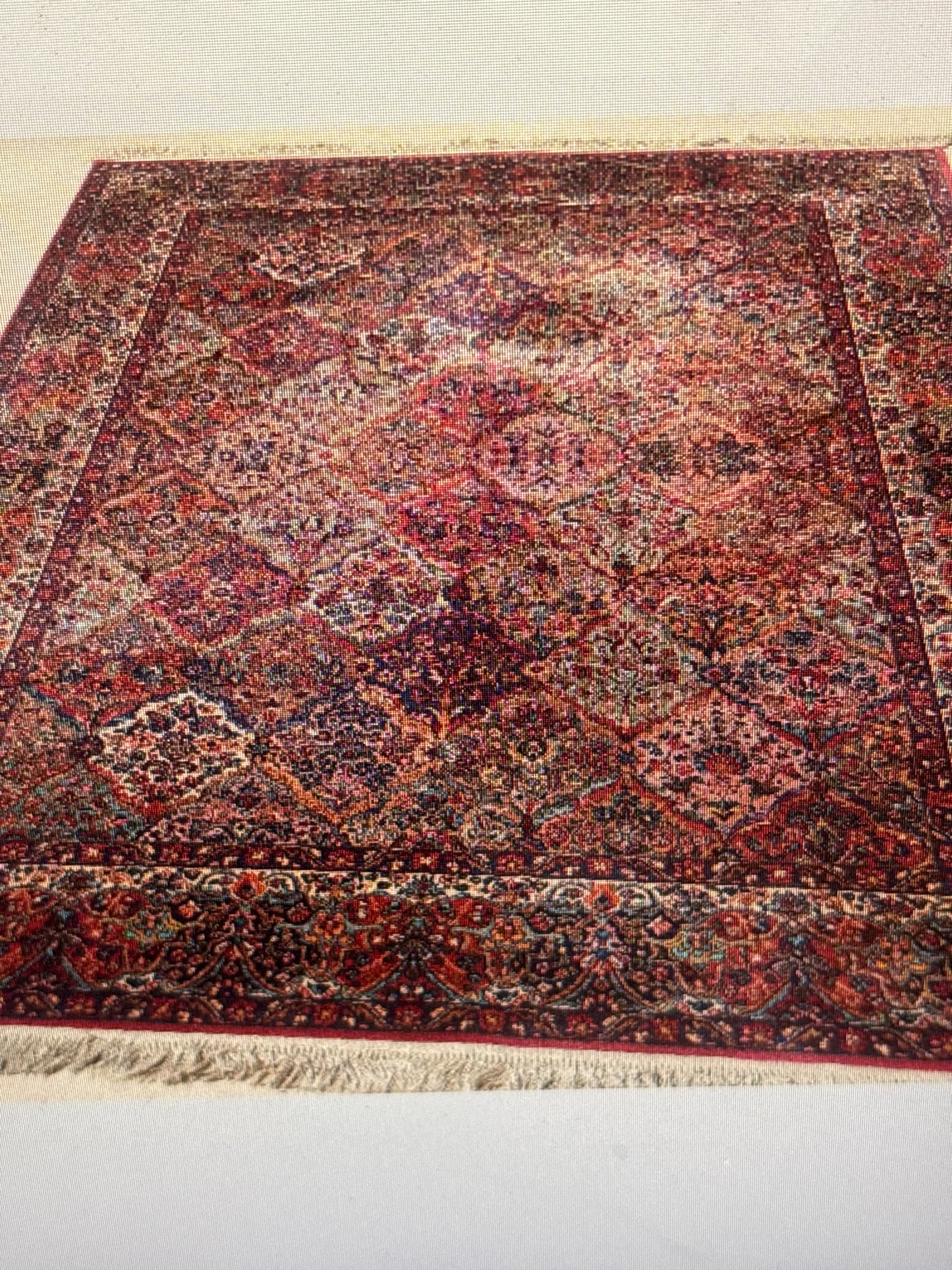 Hand Knotted Karistan Wool Rug-Red/Blue/Pink/Turquoise/Cream (8'8"x12')
