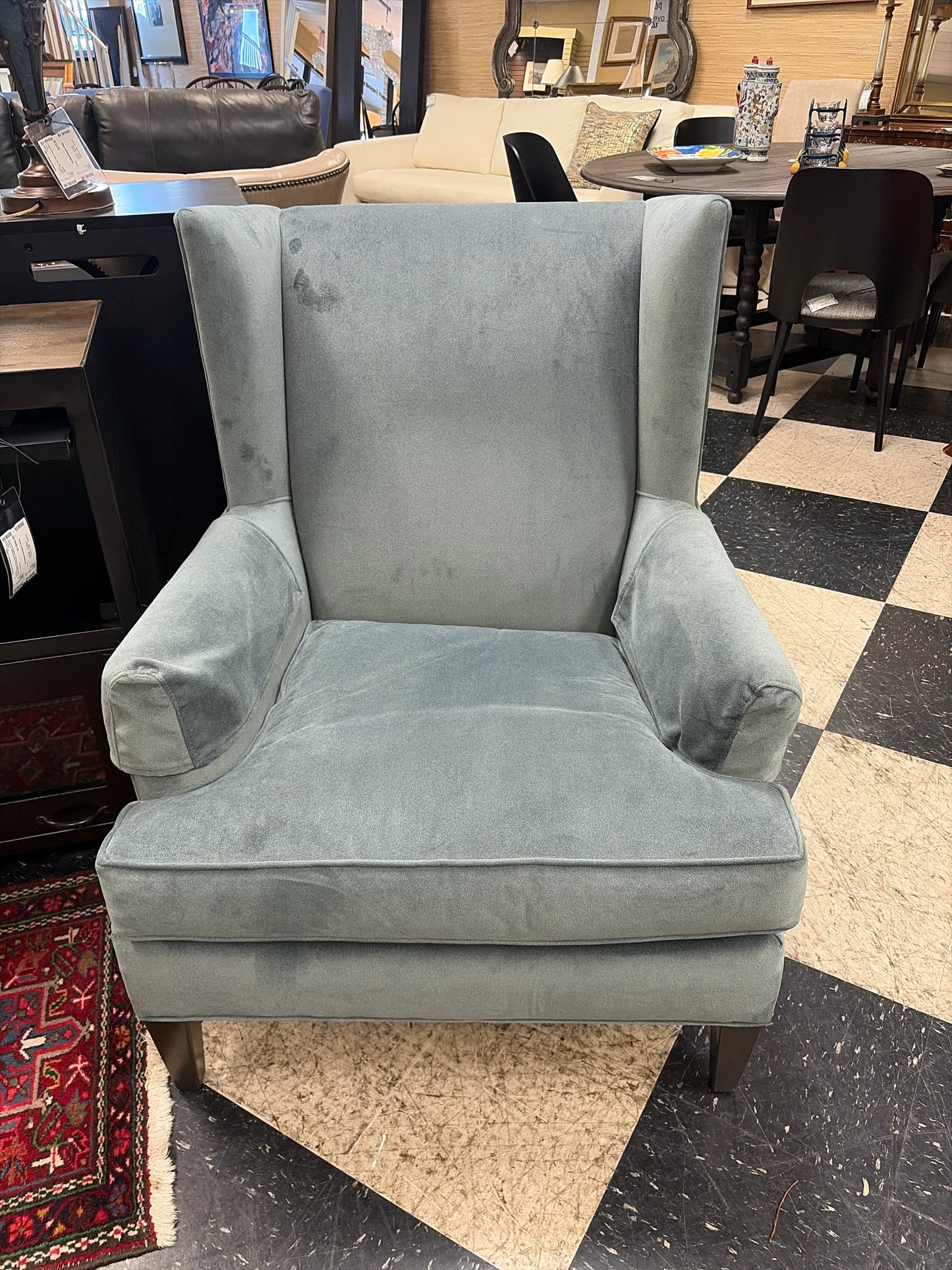 Custom Blue Velvet Chair