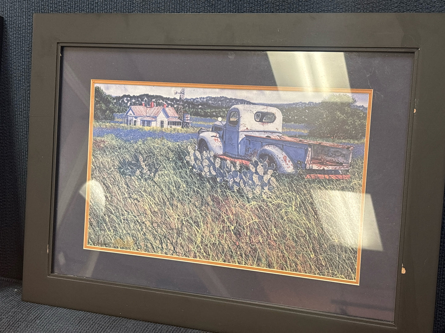 Signed - Print "Field Truck" G Boutwell in Black Frame 22x16
