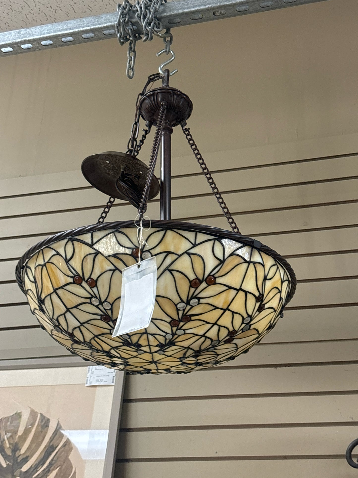 Brown & Tan Stained Glass Chandelier - Hardware @Desk