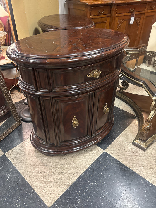 PAIR of Theodore Alexander Art Deco Oval Nightstands