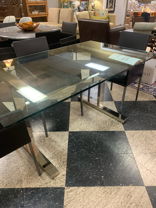 Glass Dining Table w/ Chrome Base 60x36