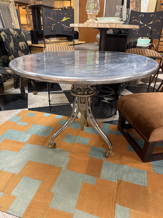 Arhaus Silver Crank Table on Casters