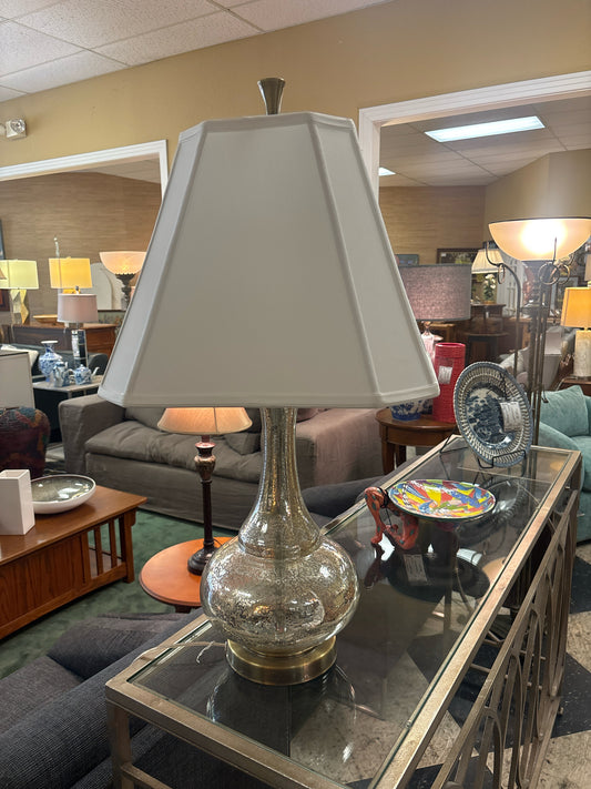 Glass "Genie" Lamp w/ White Shade