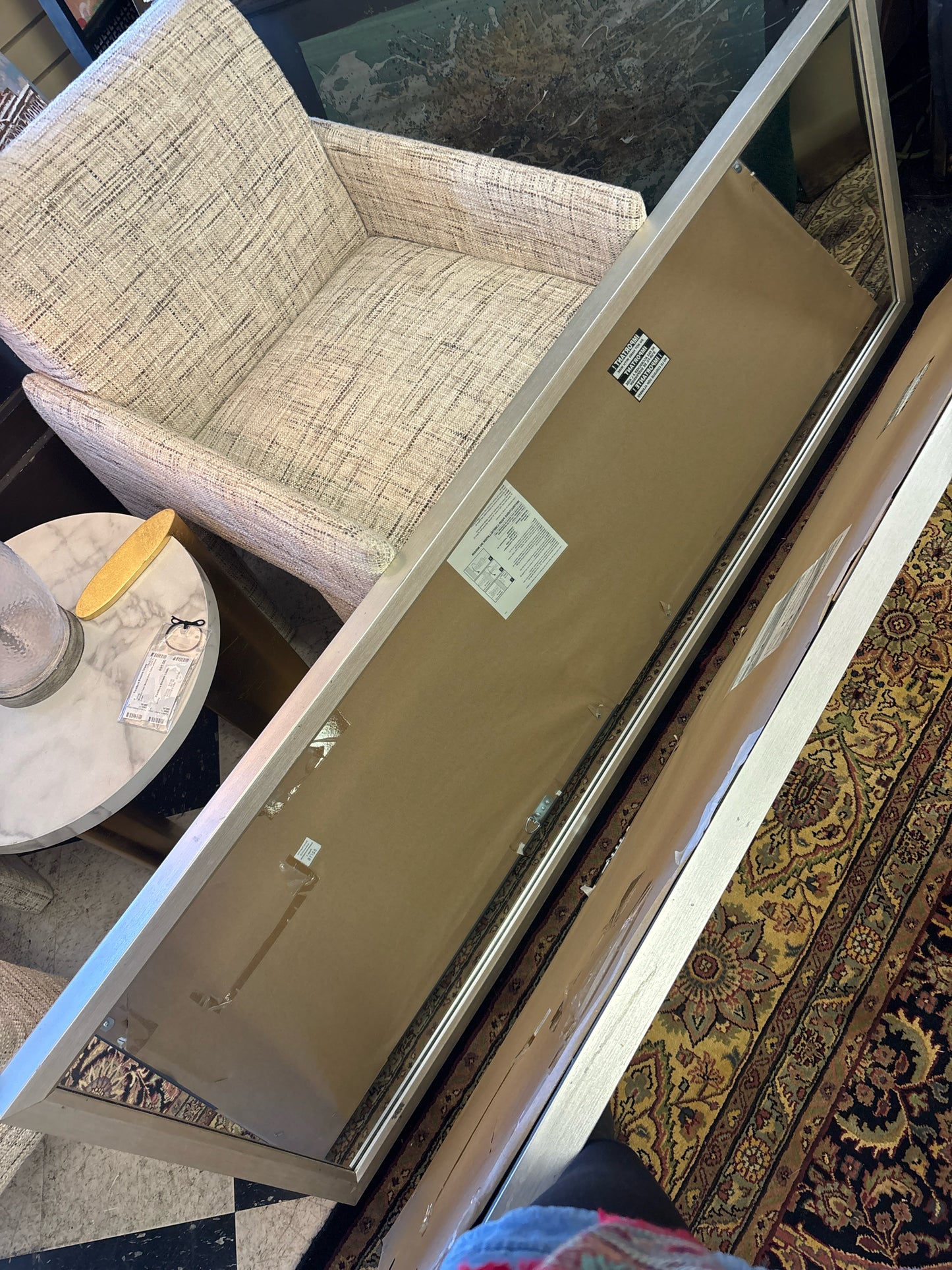 Full Length Rectangular Mirror in Silver Wood Painted Frame (68x24)