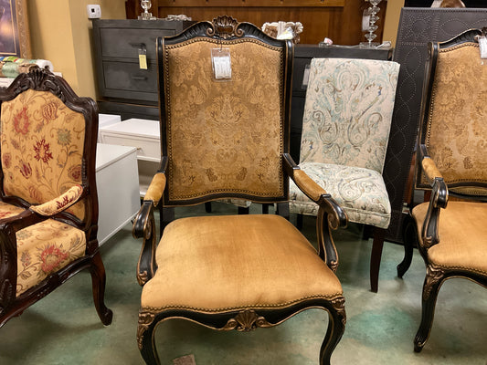 Wing Back Black and Gold Armchair