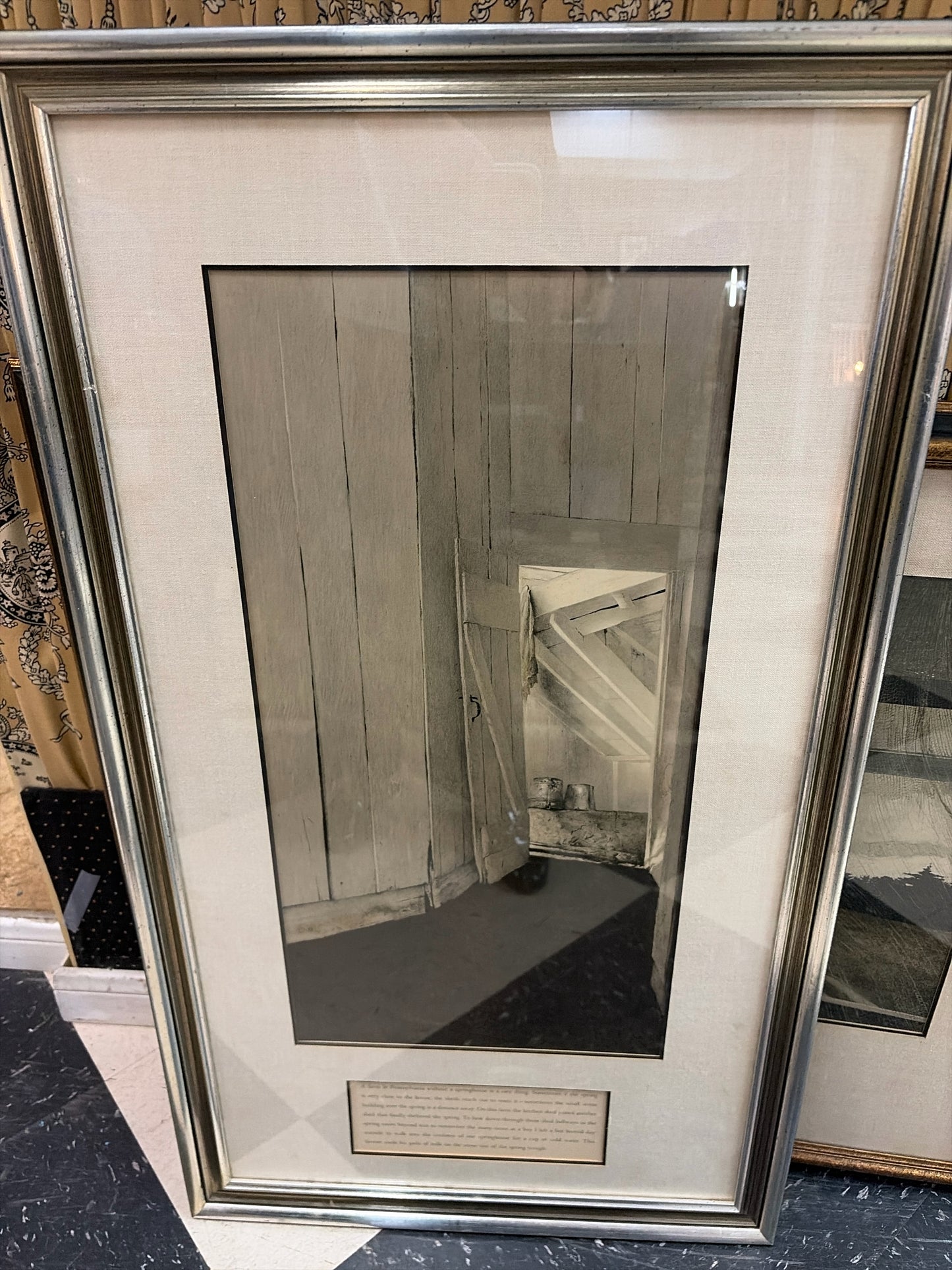 Lithograph "The Cooling Shed" by Andrew Wyeth w/Silver Frame (20x36)
