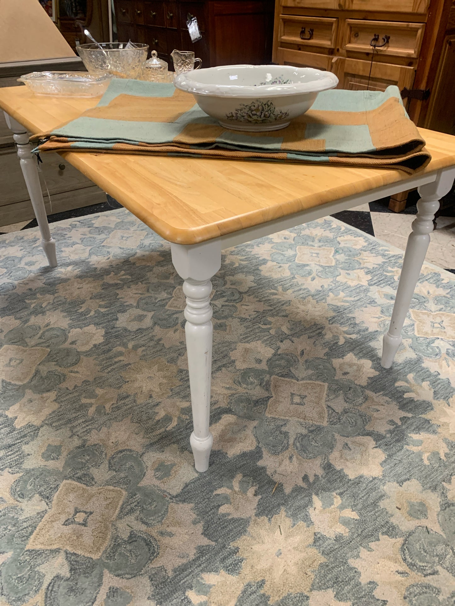 Royala Pacific Butcher Block Table w/ White Legs