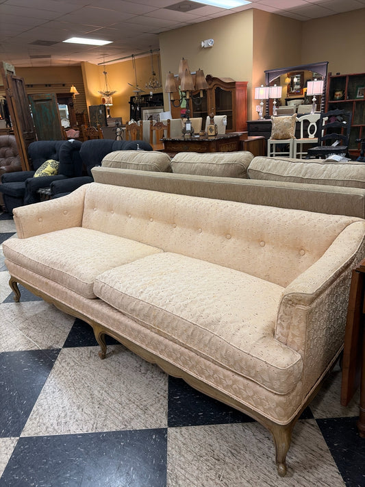 Henredon Vintage 2-Cushion Sofa Peach w/Wood Accents