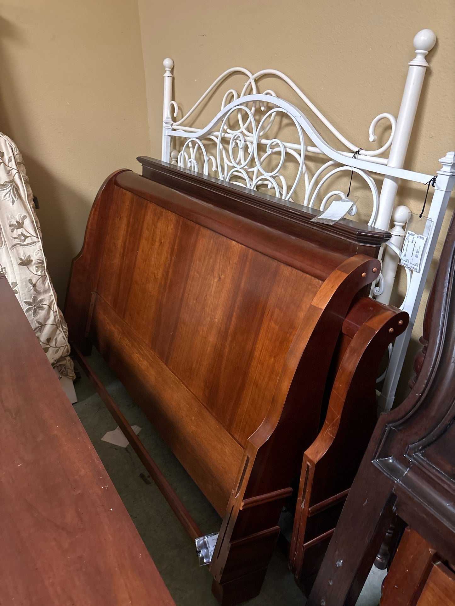 Wooden Queen Sleigh Bed w/ Rails, HB, & FB