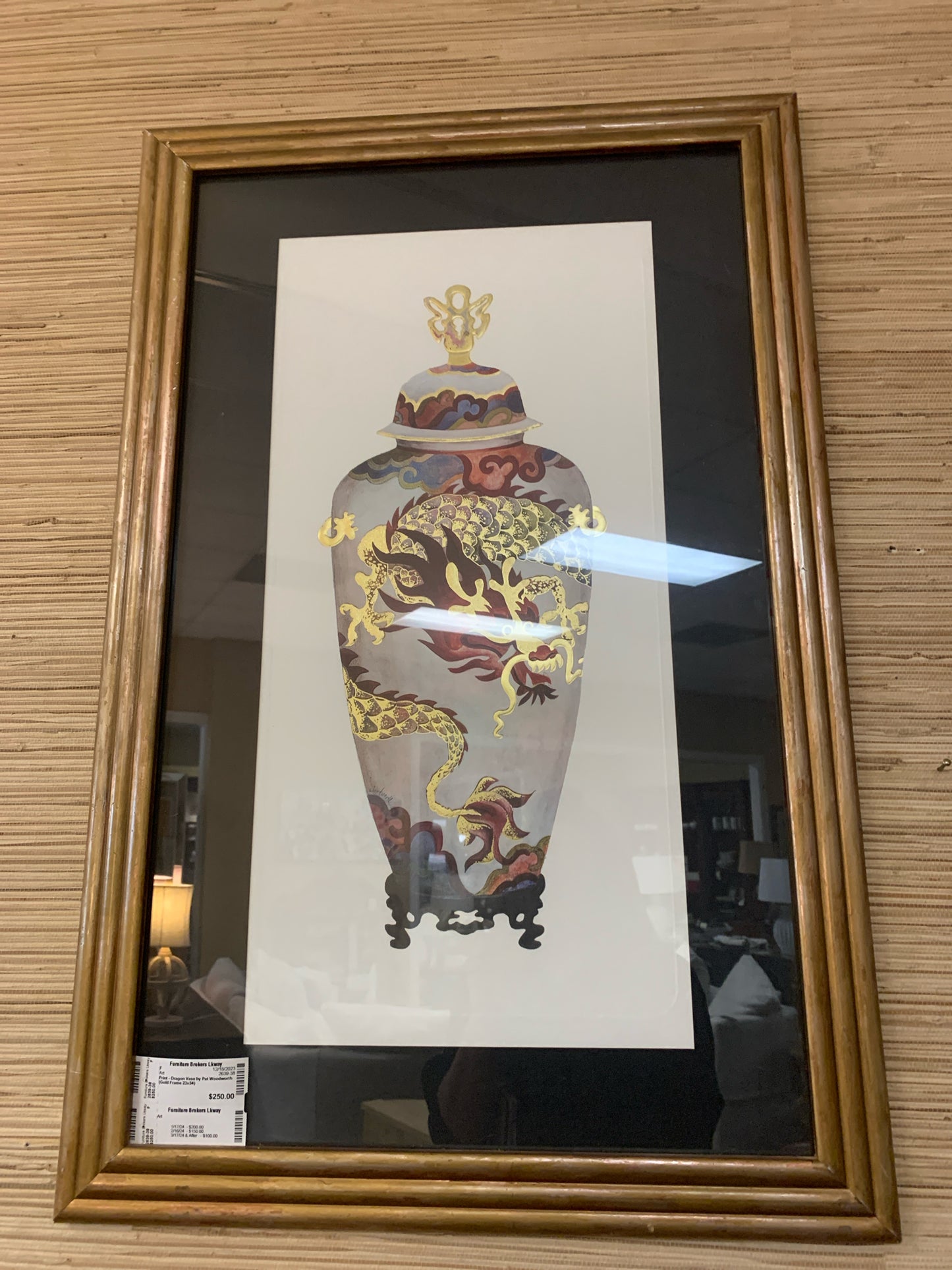 Print - Dragon Vase by Pat Woodworth (Gold Frame 23x34)