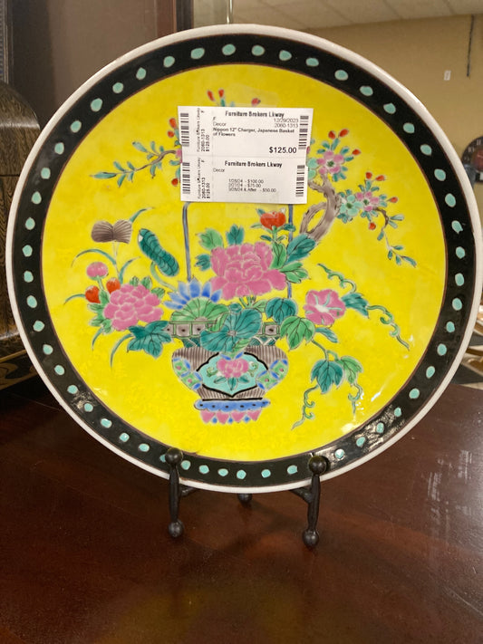 Nippon 12" Charger, Japanese Basket of Flowers