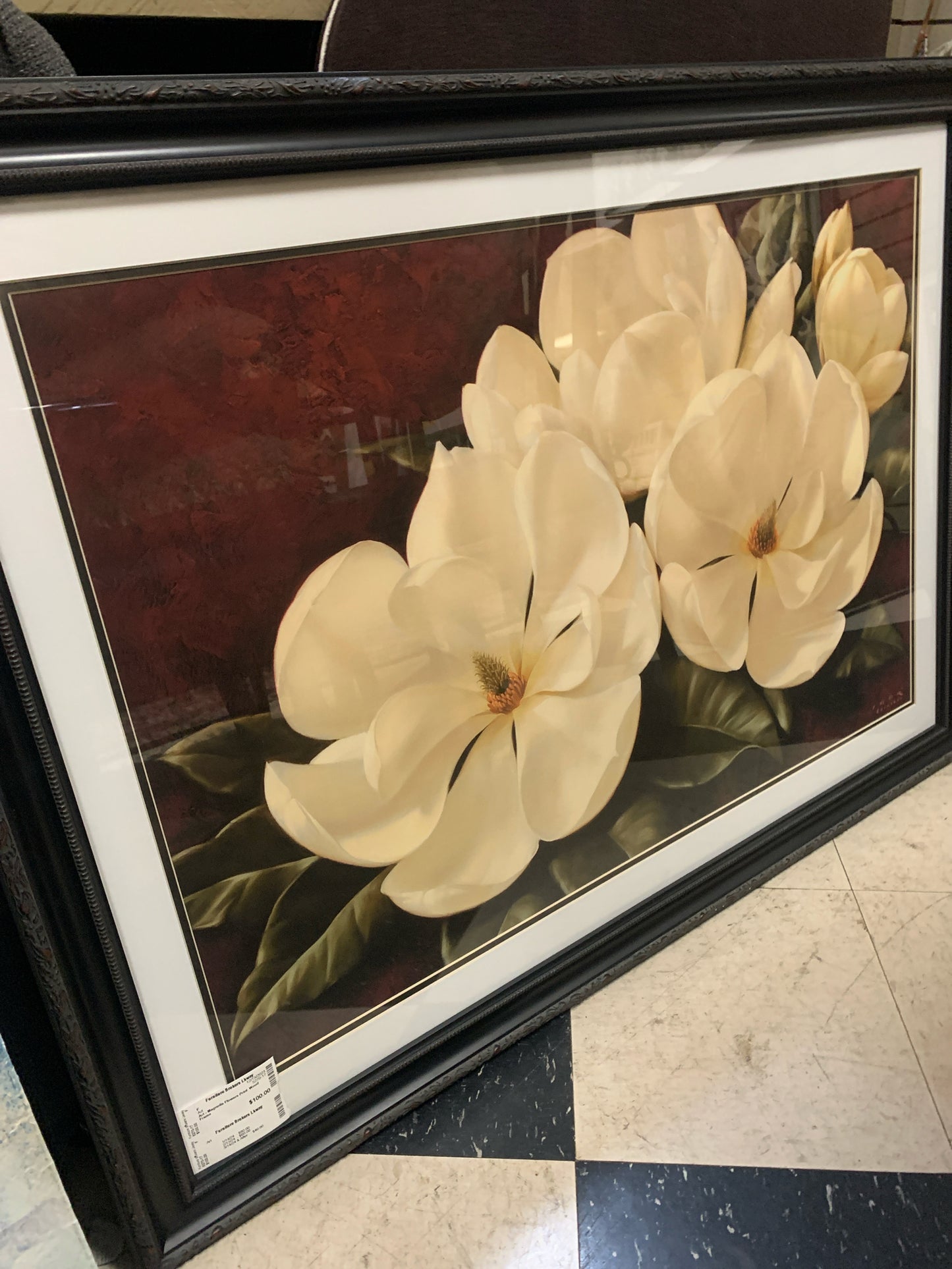Art - Magnolia Flowers  Print Wood Frame